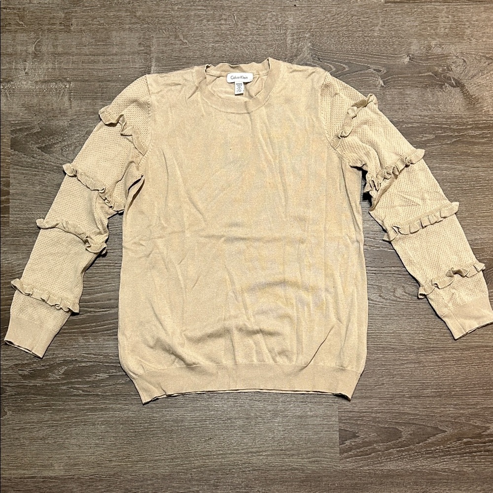 Beige Ruffle Sleeve Top